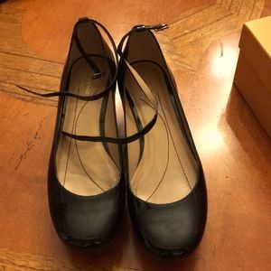 EUC Kate Spade patent black platform wedge